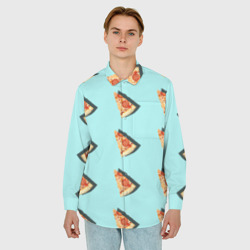 Мужская рубашка oversize 3D Кусок пиццы - фото 2