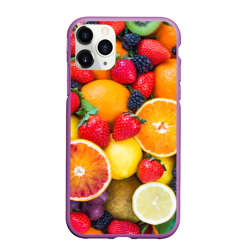 Чехол для iPhone 11 Pro Max матовый Сочные фрукты