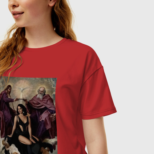 Женская футболка хлопок Oversize с принтом Feat lana del rey, фото на моделе #1