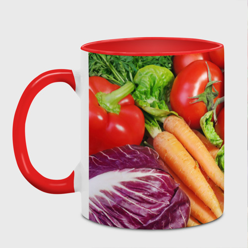 Кружка с полной запечаткой Свежие овощи, цвет белый + красный - фото 2
