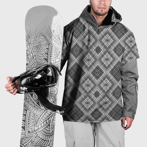Накидка на куртку 3D Геометрический узор черно белые ромбы, цвет 3D печать