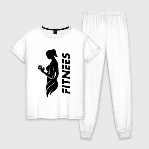 Женская пижама хлопок с принтом Фитнес лого, вид спереди #2