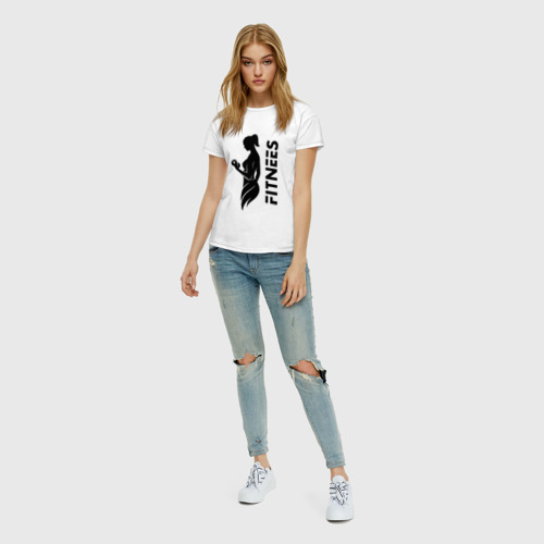 Женская футболка хлопок Фитнес лого, цвет белый - фото 5