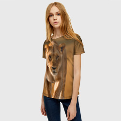 Женская футболка 3D Львица на охоте - фото 2