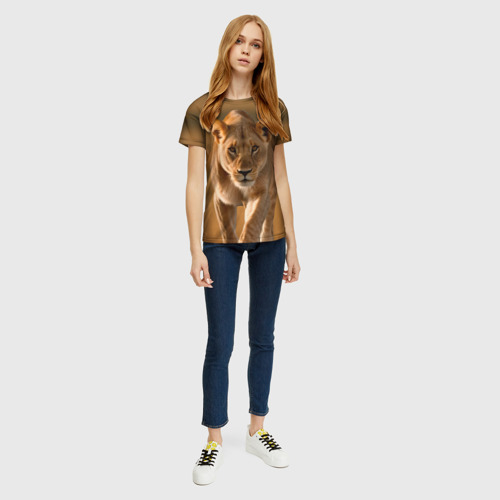 Женская футболка 3D Львица на охоте, цвет 3D печать - фото 5