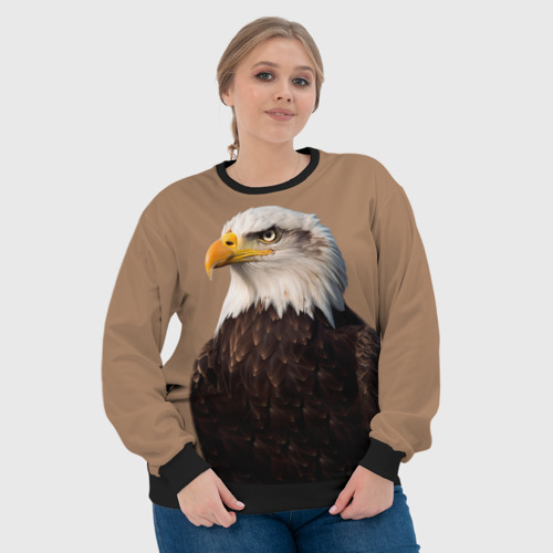 Женский свитшот 3D с принтом Белоголовый орлан птица, фото #4