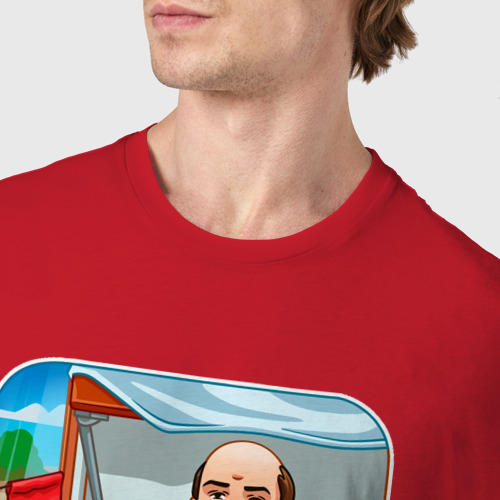 Мужская футболка хлопок с принтом Ленин в поезде, фото #4