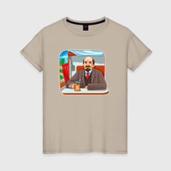 Ленин в поезде – Женская футболка хлопок с принтом купить со скидкой в -20%