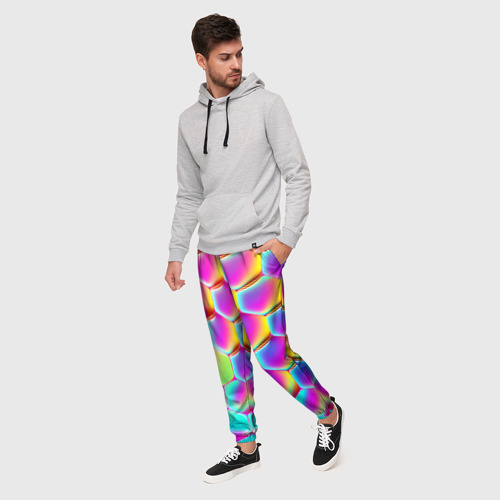 Мужские брюки 3D Розовая чешуя - текстура нейросеть, цвет 3D печать - фото 3