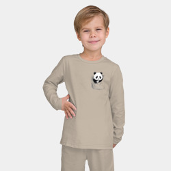 Детская пижама с лонгсливом хлопок Панда в кармане - фото 2