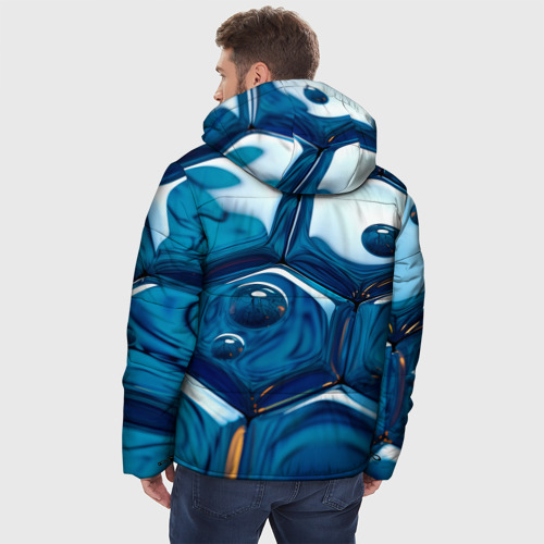 Мужская зимняя куртка 3D с принтом Водяные наносоты, вид сзади #2