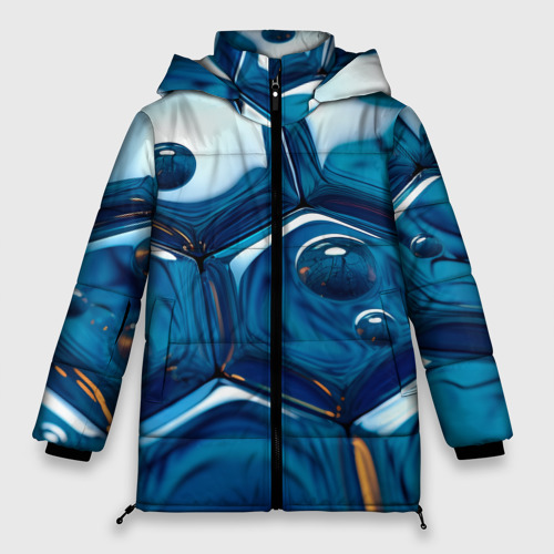 Женская зимняя куртка 3D с принтом Водяные наносоты, вид спереди #2