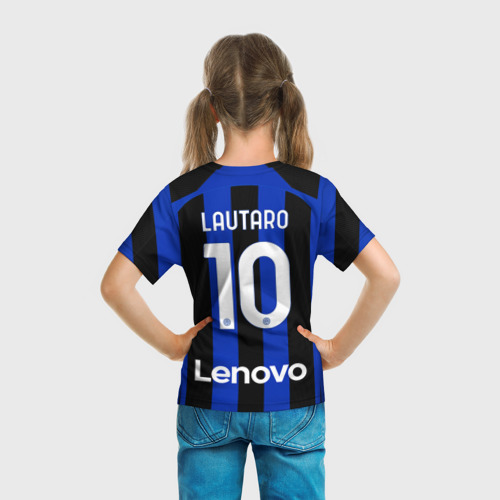 Детская футболка 3D Лаутаро Мартинес Интер форма 22-23 домашняя, цвет 3D печать - фото 6