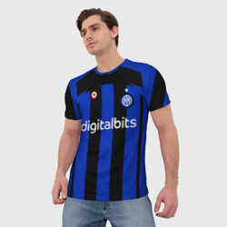 Мужская футболка 3D ФК Интер форма 22-23 домашняя - фото 2