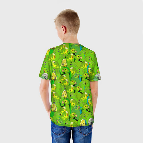 Детская футболка 3D Зеленые волнистые попугайчики, цвет 3D печать - фото 4