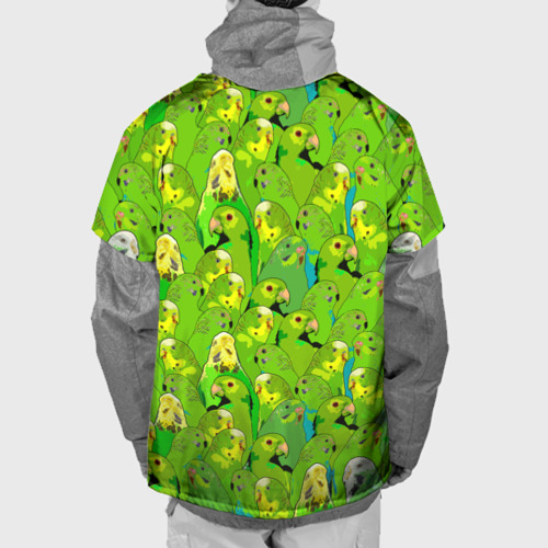 Накидка на куртку 3D Зеленые волнистые попугайчики, цвет 3D печать - фото 2