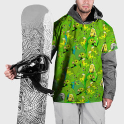 Накидка на куртку 3D Зеленые волнистые попугайчики