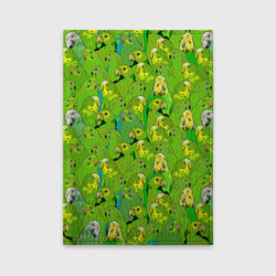 Обложка для автодокументов Зеленые волнистые попугайчики