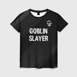 Женская футболка 3D Goblin Slayer glitch на темном фоне: символ сверху