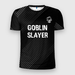 Мужская футболка 3D Slim Goblin Slayer glitch на темном фоне: символ сверху