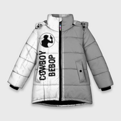 Зимняя куртка для девочек 3D Cowboy Bebop glitch на светлом фоне: по-вертикали