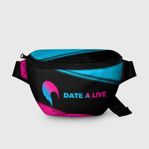 Поясная сумка 3D с принтом Date A Live - neon gradient: надпись и символ, вид спереди #2