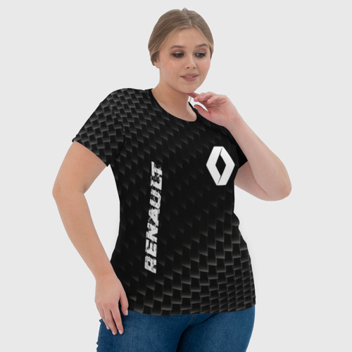 Женская футболка 3D Renault карбоновый фон, цвет 3D печать - фото 6