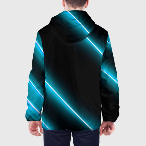 Мужская куртка 3D с принтом Skoda неоновые лампы, вид сзади #2