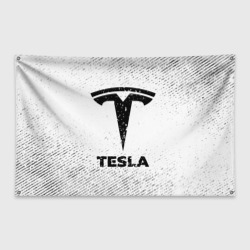 Флаг-баннер Tesla с потертостями на светлом фоне