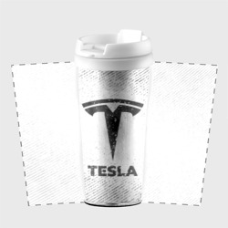 Термокружка-непроливайка Tesla с потертостями на светлом фоне - фото 2