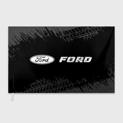 Флаг 3D Ford Speed на темном фоне со следами шин: надпись и символ - фото 3
