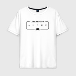 Мужская футболка хлопок Oversize Quake gaming champion: рамка с лого и джойстиком