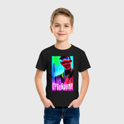 Детская футболка хлопок с принтом Cyberpunk - sketch, фото на моделе #1