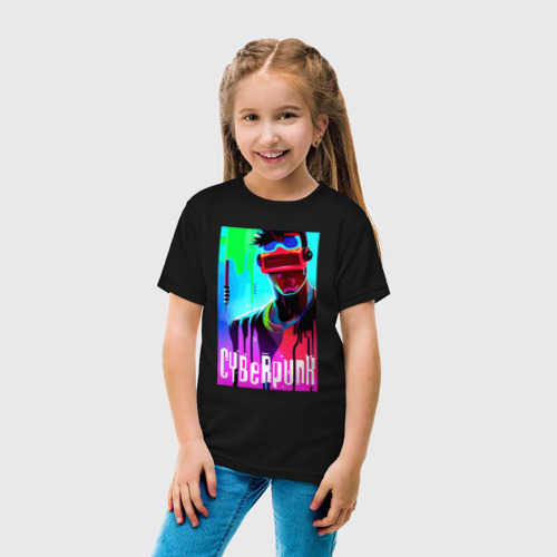 Детская футболка хлопок с принтом Cyberpunk - sketch, вид сбоку #3