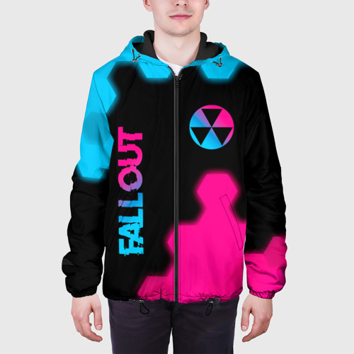 Мужская куртка 3D Fallout - neon gradient: надпись, символ, цвет 3D печать - фото 4