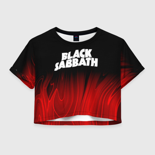 Женская футболка Crop-top 3D Black Sabbath red plasma, цвет 3D печать