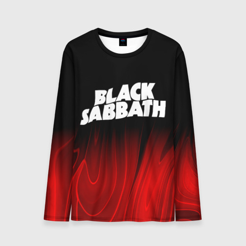 Мужской лонгслив 3D с принтом Black Sabbath red plasma, вид спереди #2