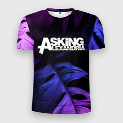 Мужская футболка 3D Slim Asking Alexandria neon monstera