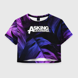 Женская футболка Crop-top 3D Asking Alexandria neon monstera