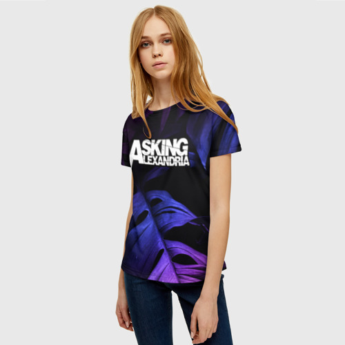 Женская футболка 3D Asking Alexandria neon monstera, цвет 3D печать - фото 3