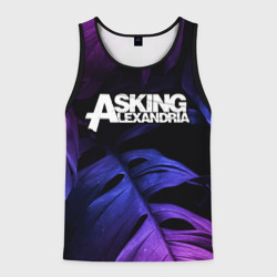 Мужская майка 3D Asking Alexandria neon monstera