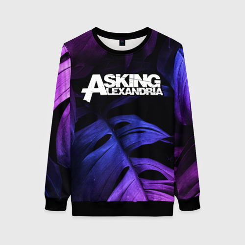 Женский свитшот 3D Asking Alexandria neon monstera, цвет 3D печать