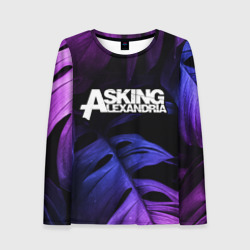 Женский лонгслив 3D Asking Alexandria neon monstera