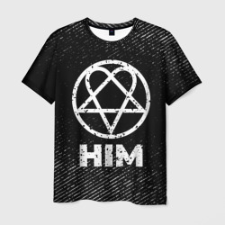 Мужская футболка 3D HIM с потертостями на темном фоне