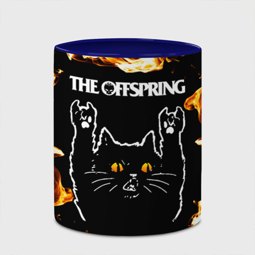 Кружка с полной запечаткой The Offspring рок кот и огонь, цвет белый + синий - фото 4