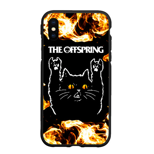 Чехол для iPhone XS Max матовый The Offspring рок кот и огонь