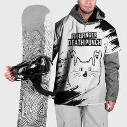 Накидка на куртку 3D Five Finger Death Punch рок кот на светлом фоне