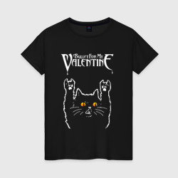 Женская футболка хлопок Bullet For My Valentine rock cat