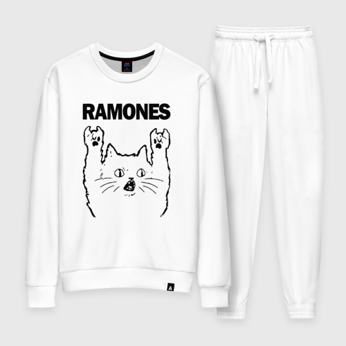 Женский костюм хлопок Ramones - rock cat, цвет белый