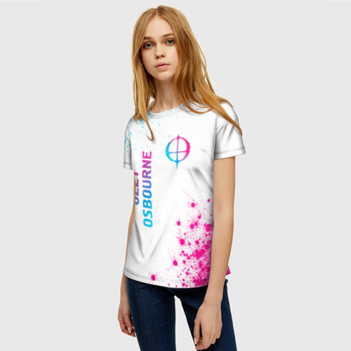 Женская футболка 3D с принтом Ozzy Osbourne neon gradient style: надпись, символ, фото на моделе #1